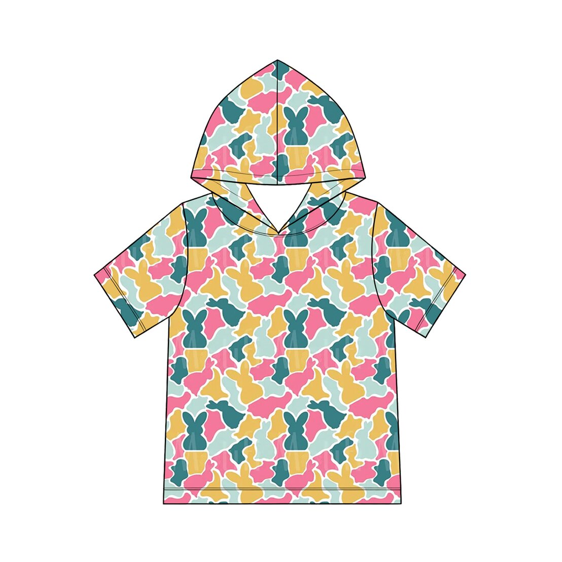 Preorder MOQ 5 pcs 202609 Each Style Easter Bunny Camo Hoodies Pullover Shirt Kids Matching Clothes