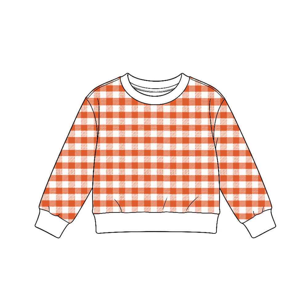 Preorder MOQ 5 pcs GLD1834 Solid Color White Orange Plaid Yoga Girls Skorts Set
