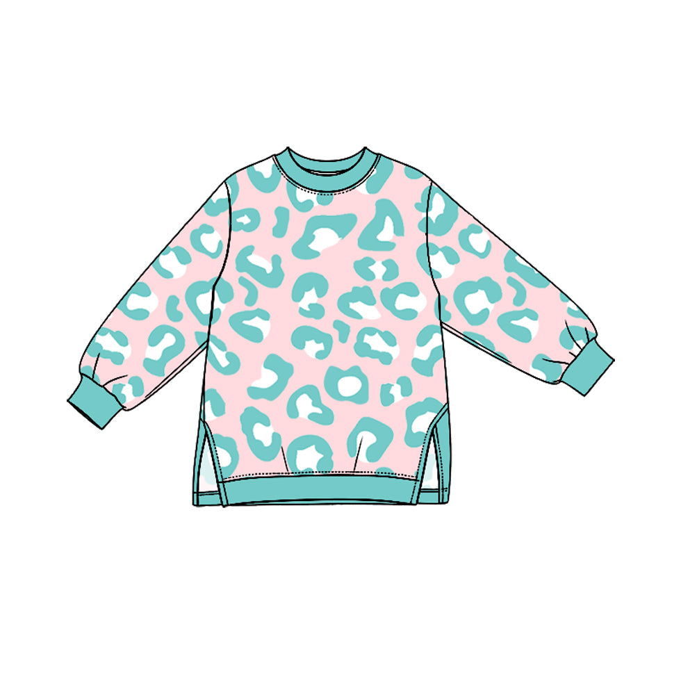 Preorder MOQ 5 pcs GLP3990 Leopard Blue Green Yoga Girls Set