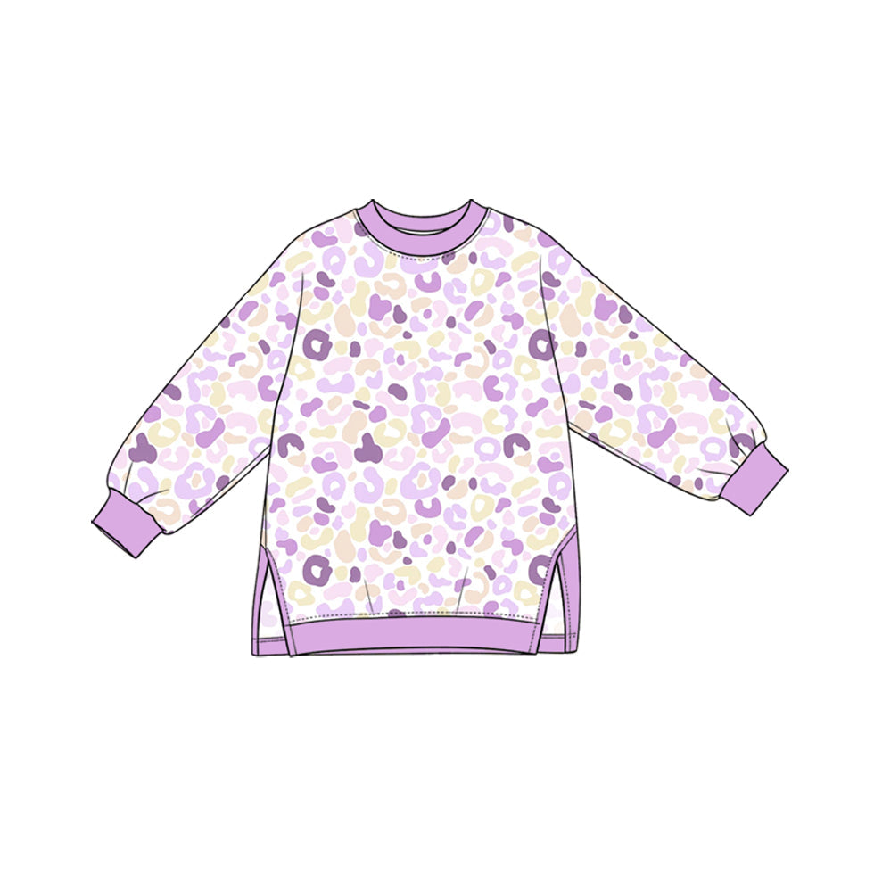 Preorder MOQ 5 pcs GLP4003 Leopard Light Purple Yoga Girls Set