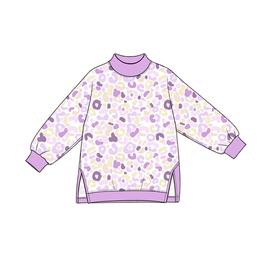 Preorder MOQ 5 pcs GLP4003 Leopard Light Purple Yoga Girls Set