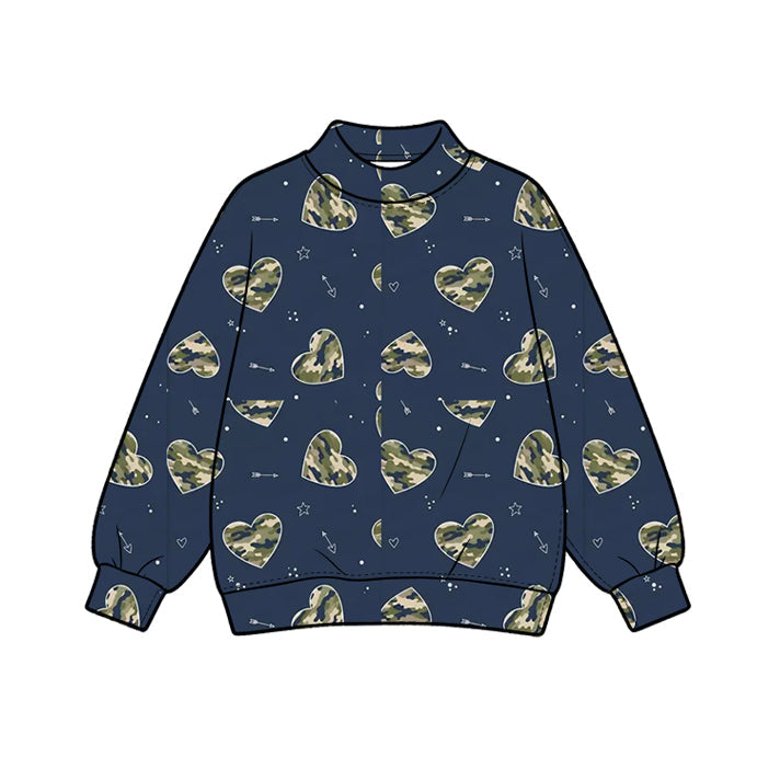 Preorder MOQ 5 pcs Each Style Valentine's Day Love Mockneck Navy Kids Matching Clothes