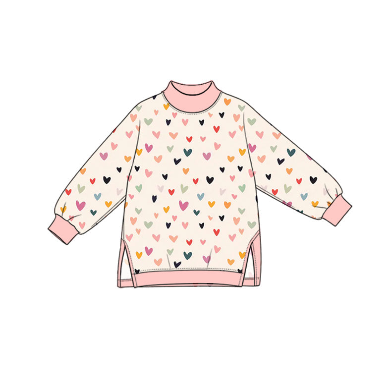 Preorder MOQ 5 pcs GLP4073 Valentine's Day  Colorful Love Pink Mockneck Yoga Girls Set