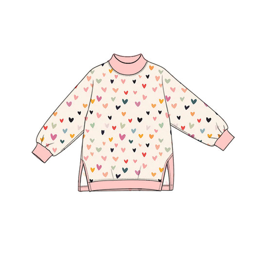 Preorder MOQ 5 pcs GLP4073 Valentine's Day  Colorful Love Pink Mockneck Yoga Girls Set