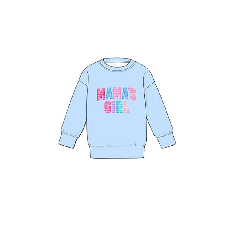 Preorder MOQ 5 pcs GLP4100 MAMA'S Girl Blue Plaid Bows Girls Set