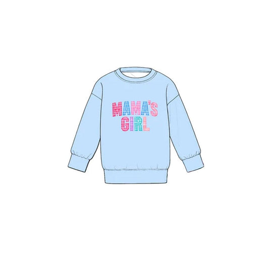 Preorder MOQ 5 pcs GLP4100 MAMA'S Girl Blue Plaid Bows Girls Set