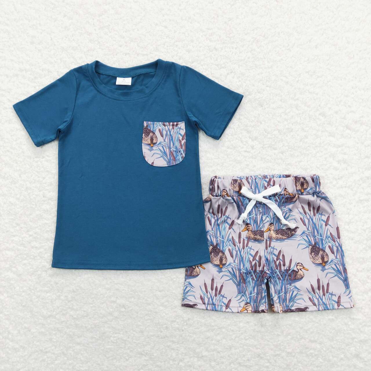 BSSO0452 Blue Duck  Pocket Boys Short Sleeve Shorts Outfits