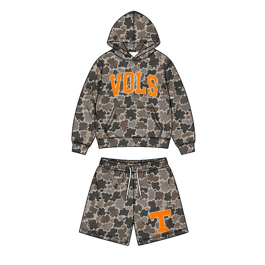 MOQ 5 PCS preorder BLS0049 GO Team VOLS Camouflage Hooded Long Sleeve Shorts Boys Sets 202607
