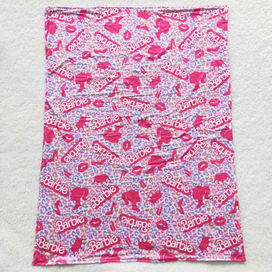 BL0053 Pink B Cartoon Print Blanket