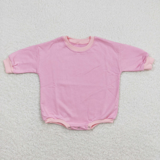 LR0915 Winter Thickened Fleece Pure Pink Long Sleeve Bubble Romper RTS 202508