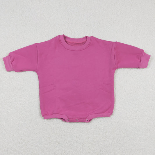 LR0919 Winter Thickened Fleece Pure Rose Red Long Sleeve Bubble Romper RTS 202508