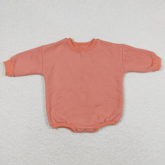 LR0924 Thickened  pure pink orange long sleeve romper high quality baby boy romper 20240401 RTS