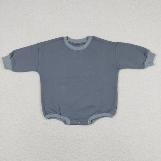 LR0928 Thick pure grey blue long sleeve romper high quality baby boy romper 20240401 RTS