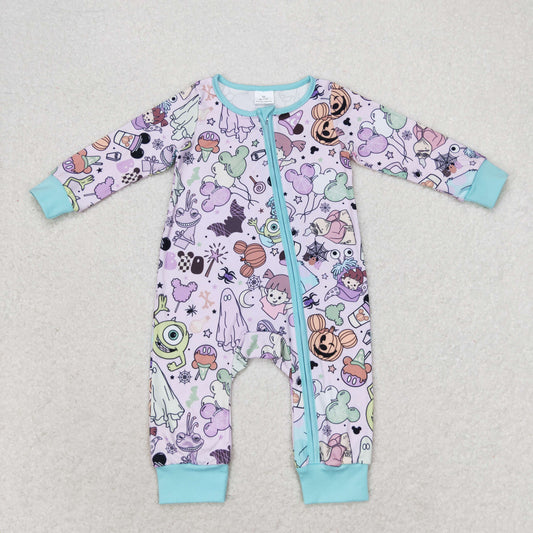 LR0969 Cartoon Monsters University purple blue zip-up long-sleeved onesie