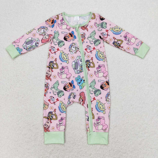 LR0970 Modert, Cartoon Toy Story, Pink and green zipper, long sleeve onesie