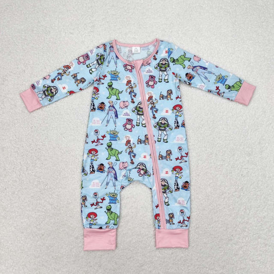 LR0987 Modal Toy Story Blue and pink zip-up long-sleeved onesie