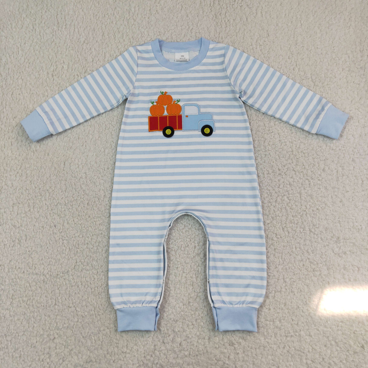 LR1023 Embroidery Pumpkin Car Baby Boys Romper