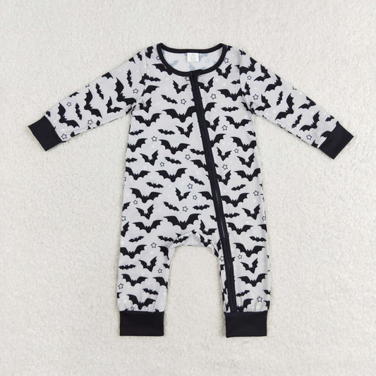 LR1096 Bats Pattern Black Zippy Long Sleeve Boys Bamboo Pajamas Romper RTS US Free Shipping Over $100