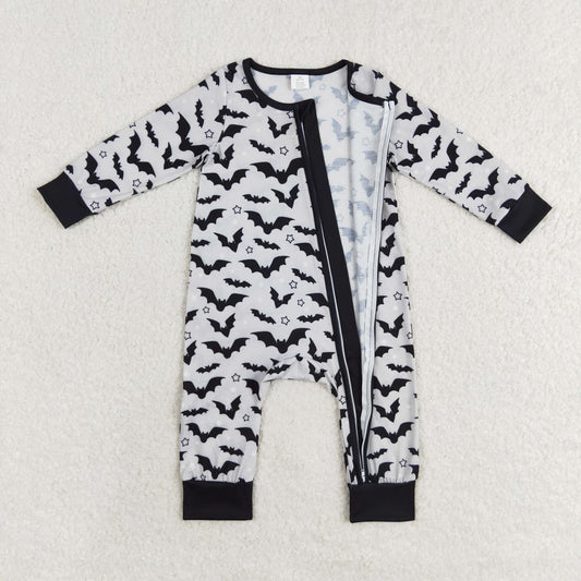 LR1096 Bats Pattern Black Zippy Long Sleeve Boys Bamboo Pajamas Romper RTS US Free Shipping Over $100