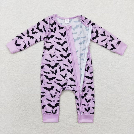 LR1097 RTS Modal Halloween Bat Purple zip-up long-sleeved onesie