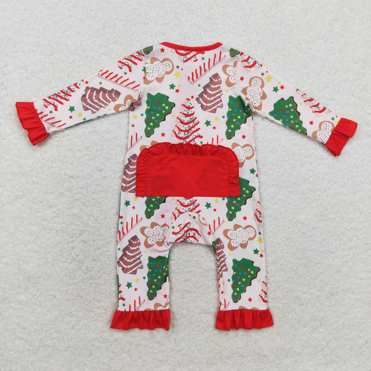 LR1149 Modal Christmas Tree cookie gingerbread Man Lace zipper long sleeve onesie