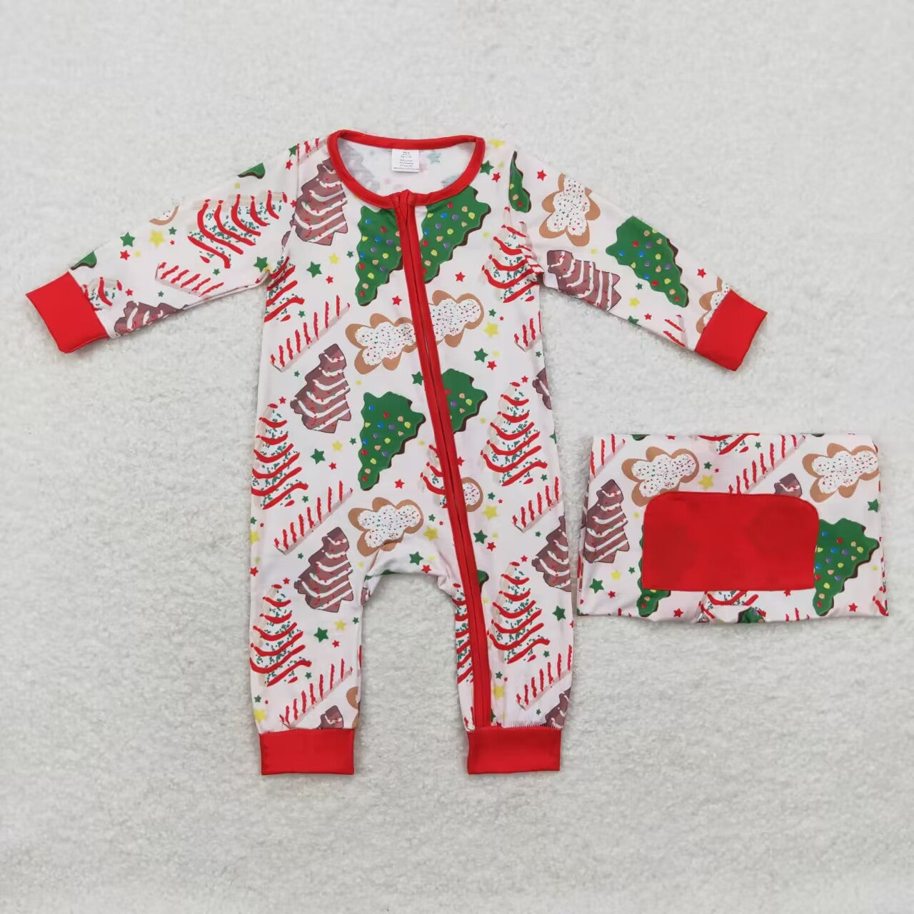 LR1150 RTS Modal Christmas Tree cookies gingerbread Man zipper long sleeve onesie