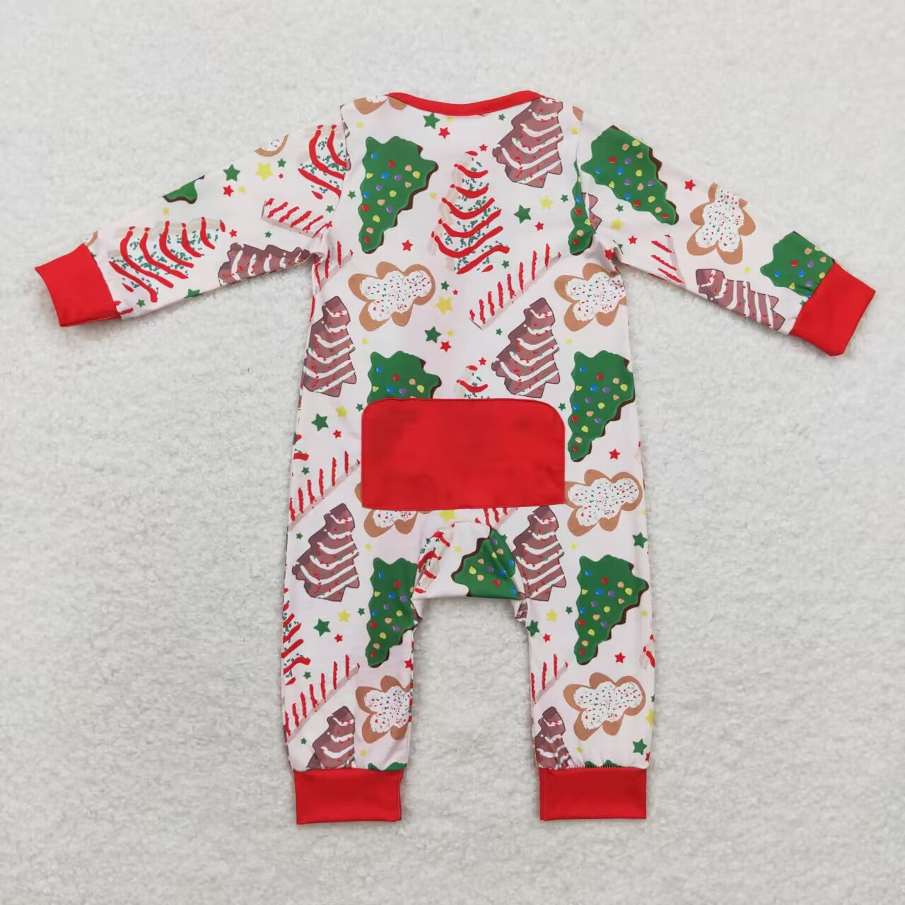 LR1150 RTS Modal Christmas Tree cookies gingerbread Man zipper long sleeve onesie