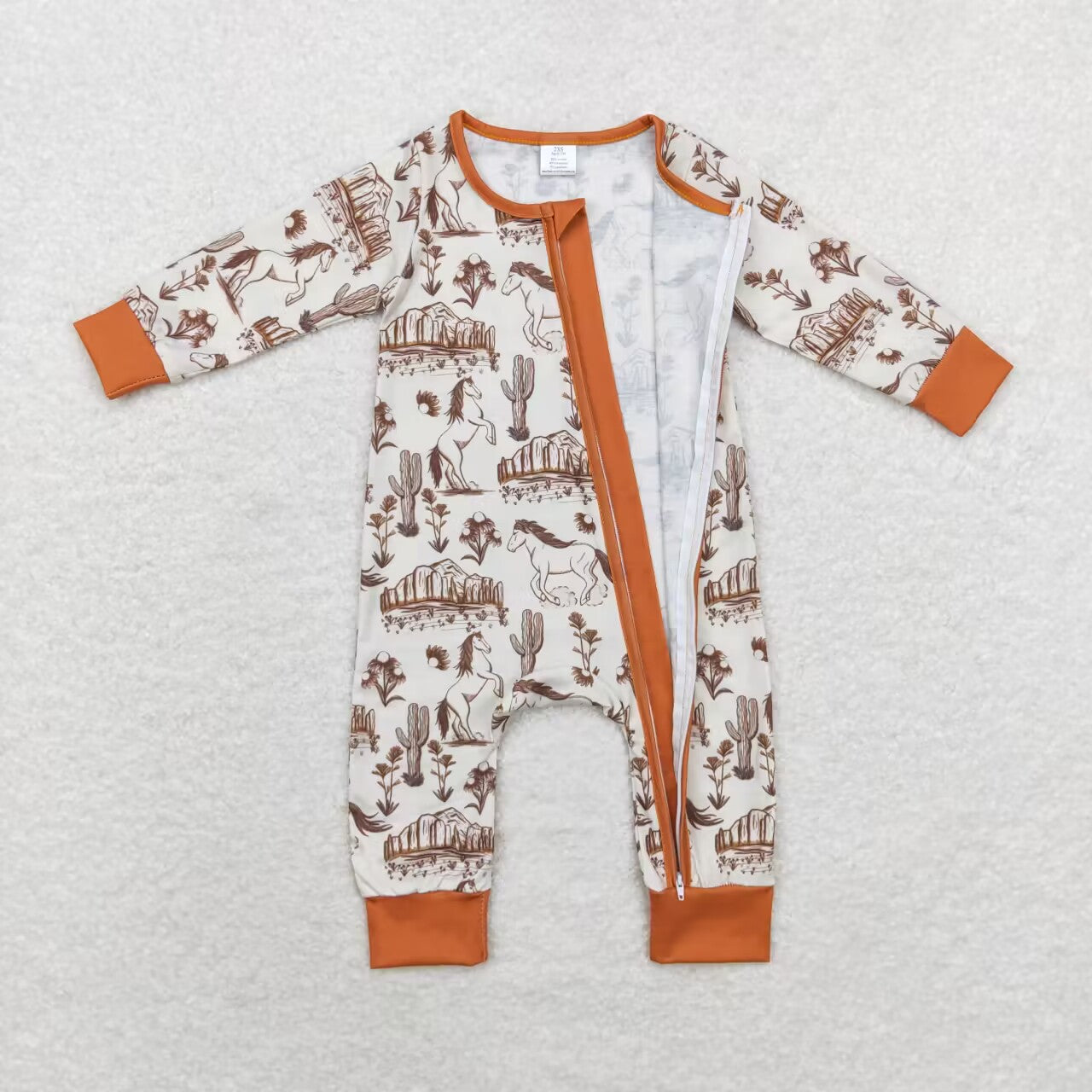 LR1164 RTS Modal Steed Cactus Peak zipper long sleeve Rompers Bamboo Pajamas RTS Local Warehouse