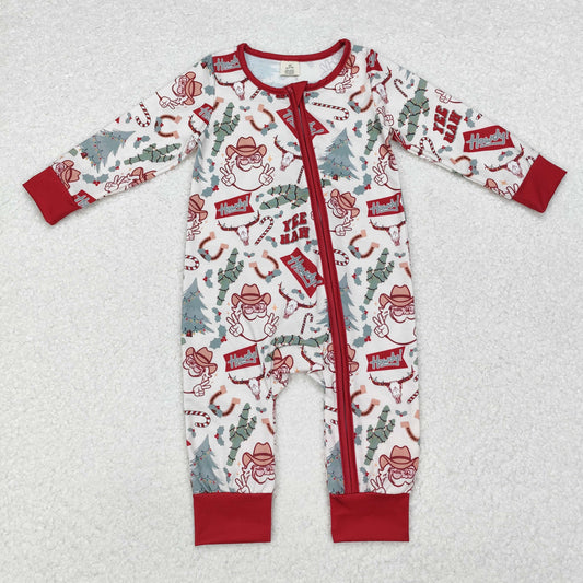 LR1278 Modal Santa Cactus bull head beige zip-up long-sleeved onesie