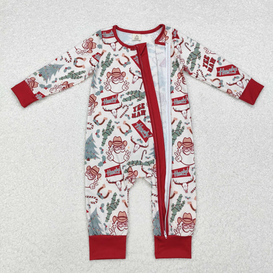 LR1278 Modal Santa Cactus bull head beige zip-up long-sleeved onesie