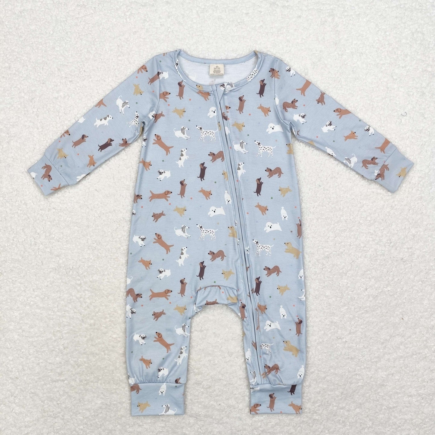 LR1351 Modal Puppy blue zip-up long-sleeved onesie RTS US Free Shipping Over$100$100