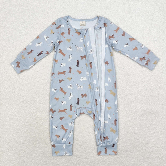 LR1351 Modal Puppy blue zip-up long-sleeved onesie RTS US Free Shipping Over$100$100