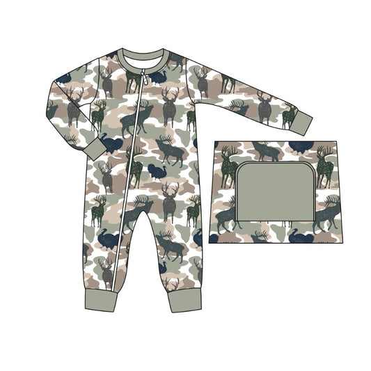 Preorder LR1382 NO MOQ Turkey Elk camouflage zip-up long-sleeved jumpsuit