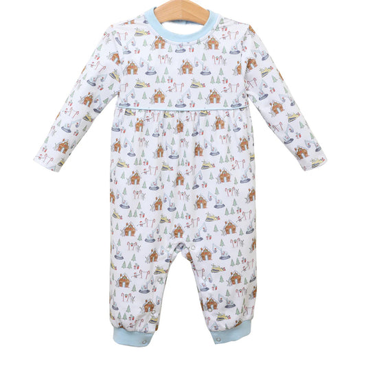 Preorder LR1400 NO MOQ Christmas engineering car house white long sleeved onesie