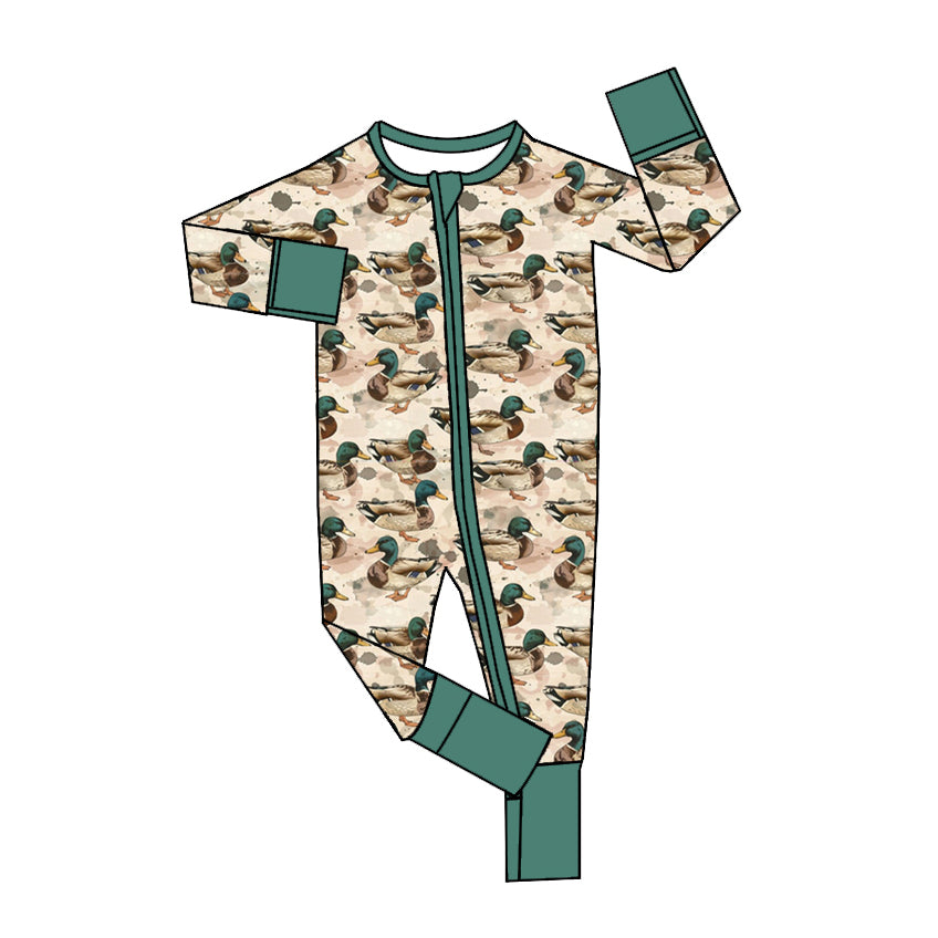 Preorder LR1408 NO MOQ Duck rice green zipper long-sleeved onesie