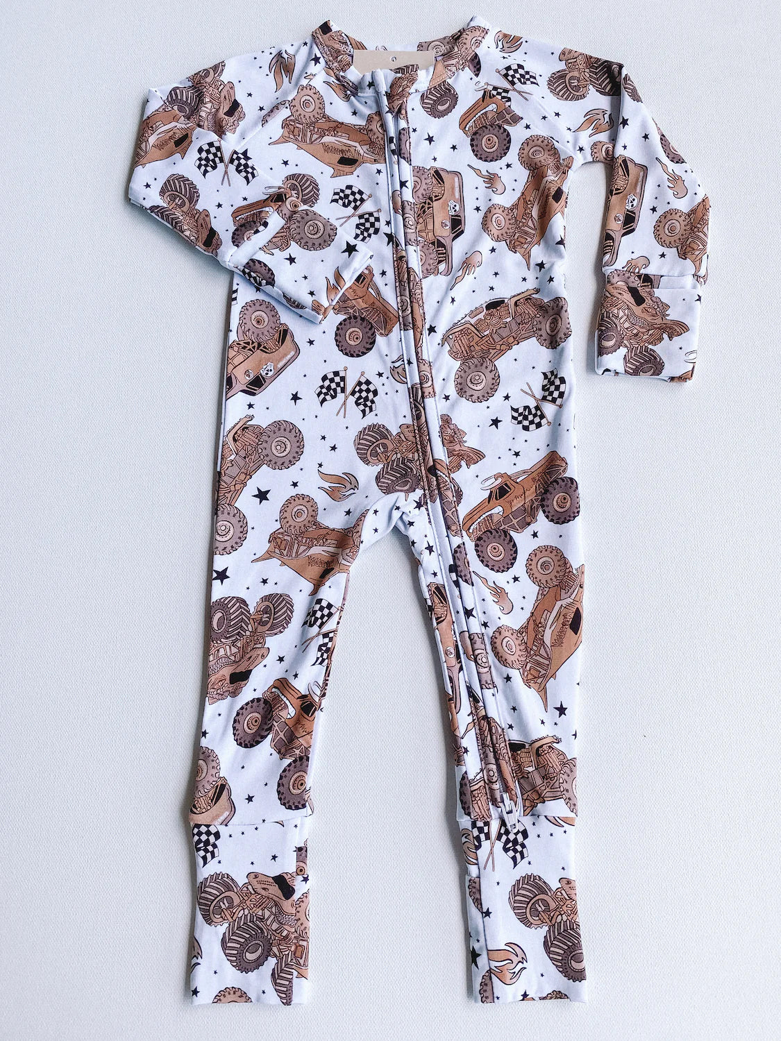 Preorder LR1409 NO MOQ SUV Flag Stars White zipper long sleeve onesie