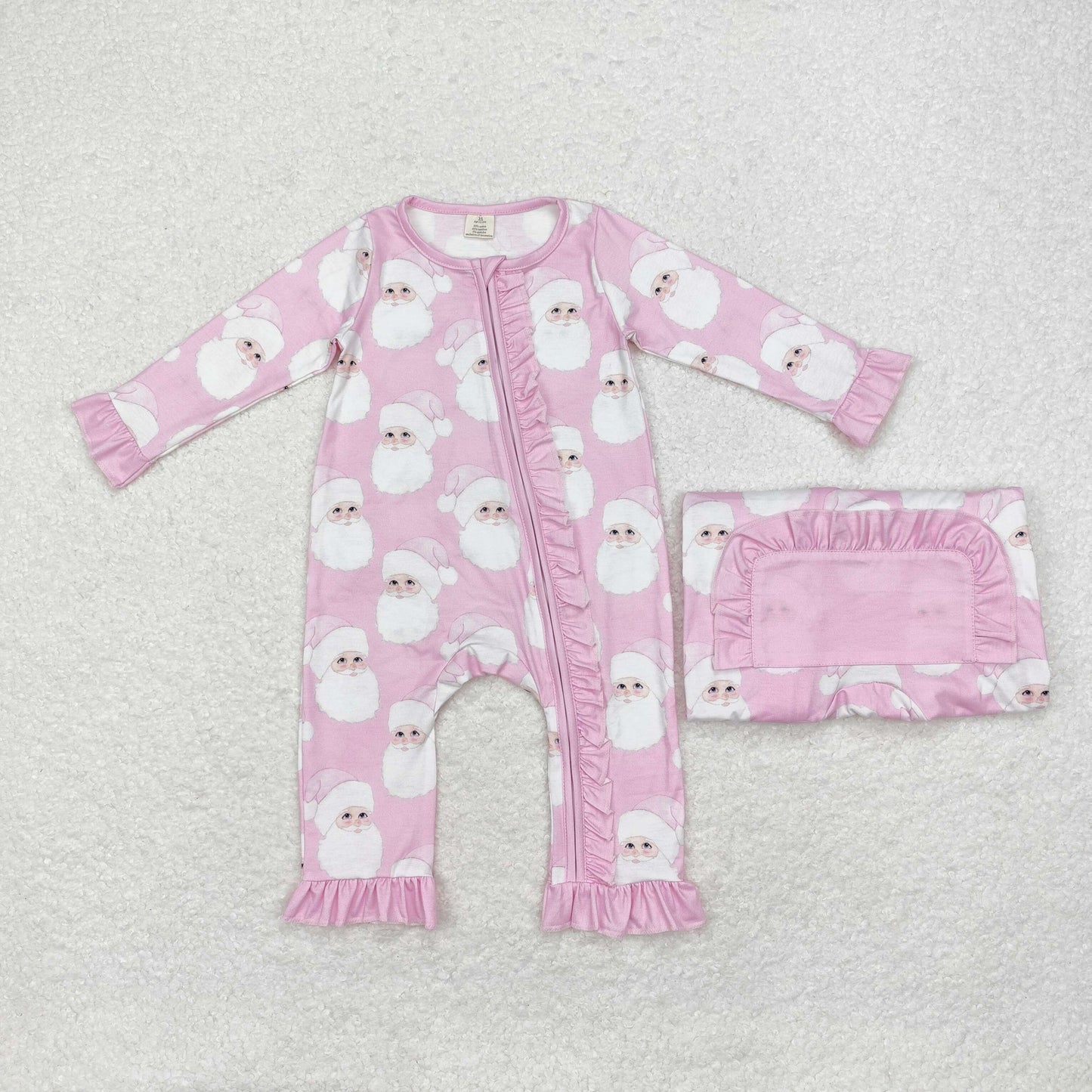 LR1414 Modal Santa Claus light pink zipper long sleeve onesie High quality