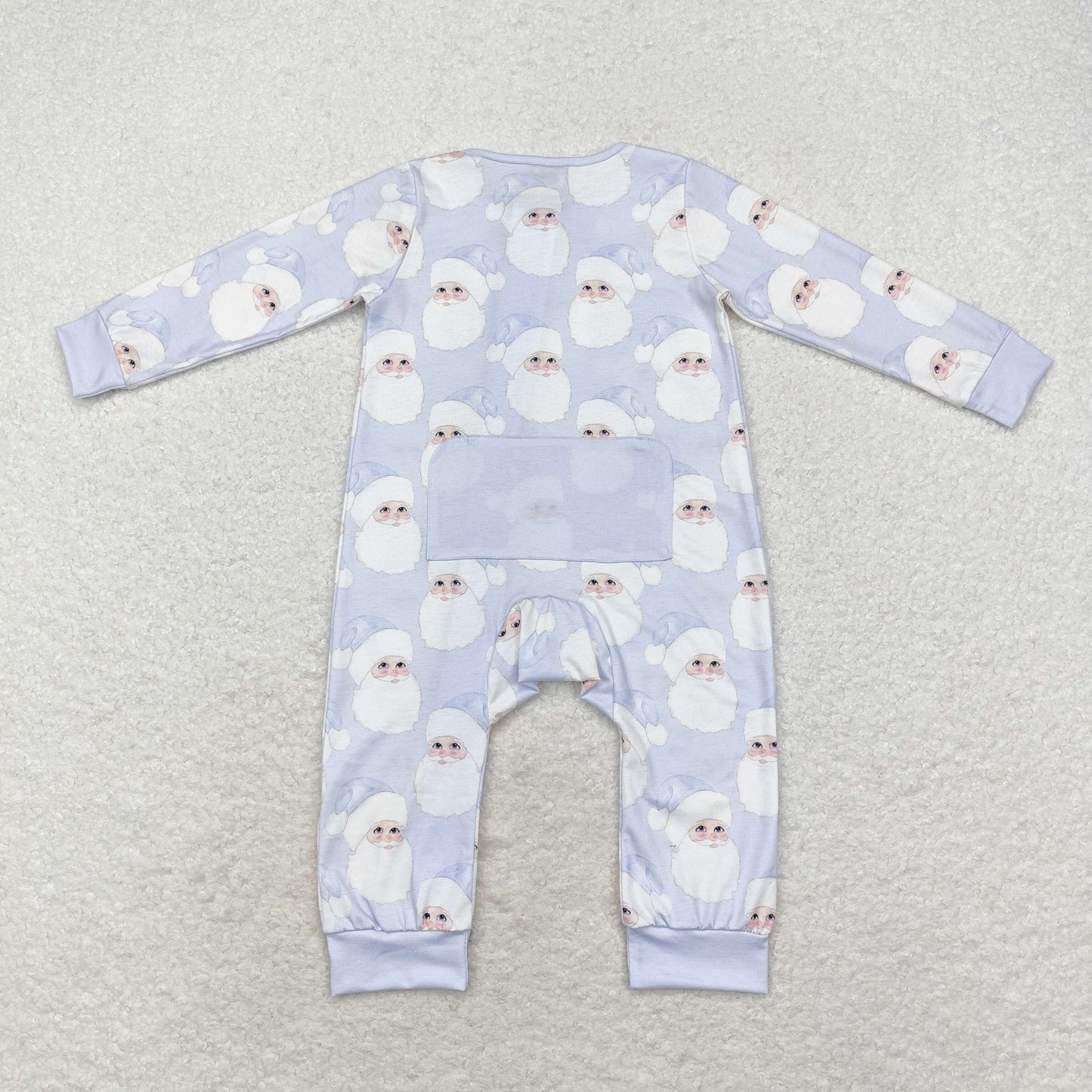 LR1415 Modal Santa Claus light blue zip-up long-sleeved onesie