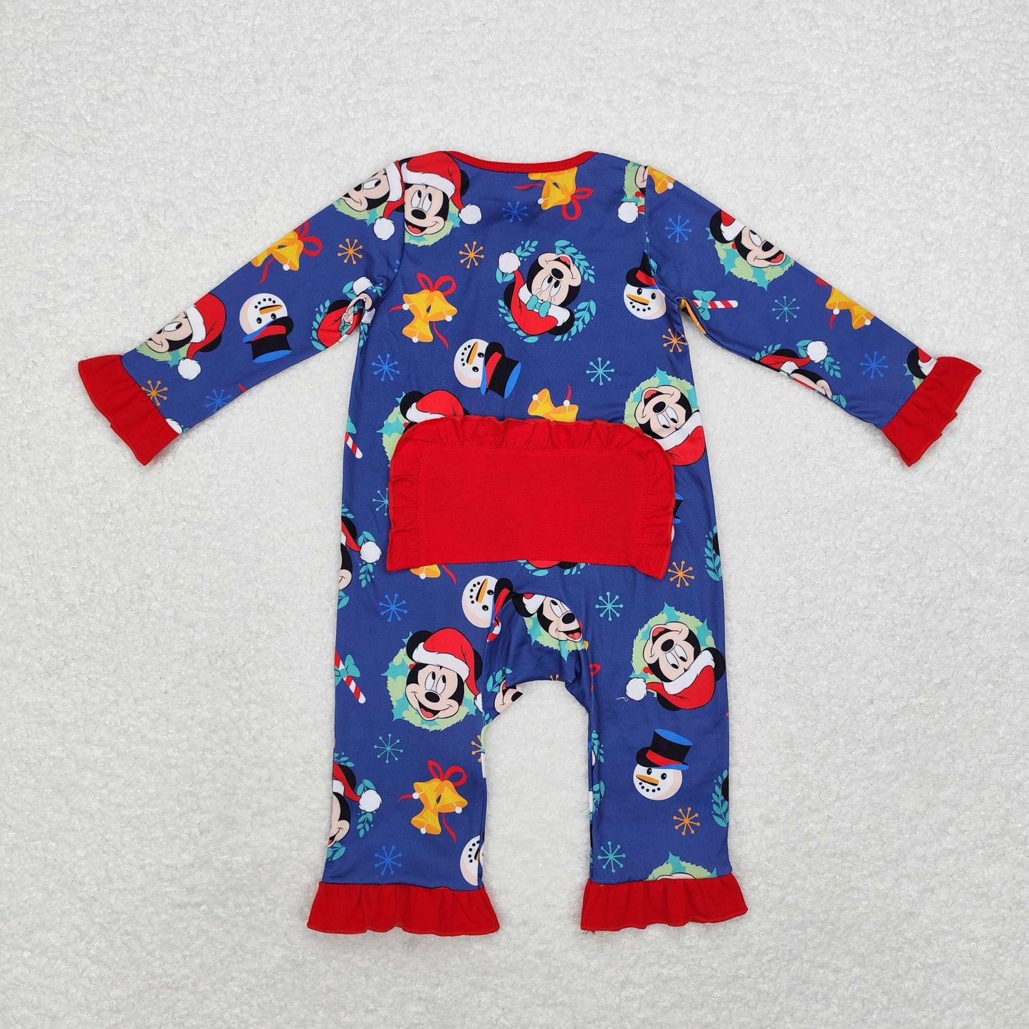 LR1416 Christmas Mickey lace navy blue zipper long sleeve onesie high quality