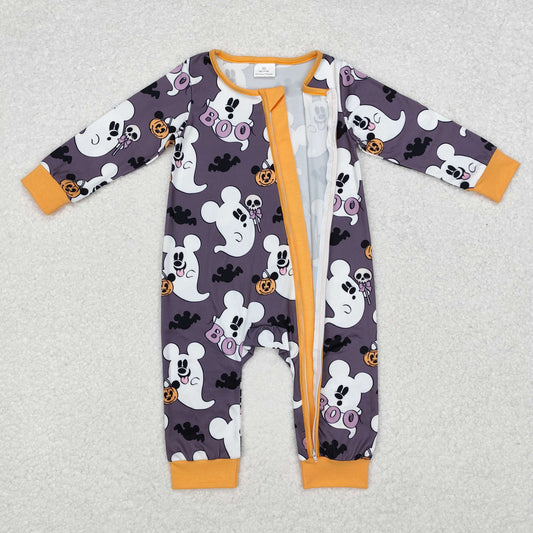 LR1425 boo Ghost Mickey grey zip-up long-sleeved onesie
