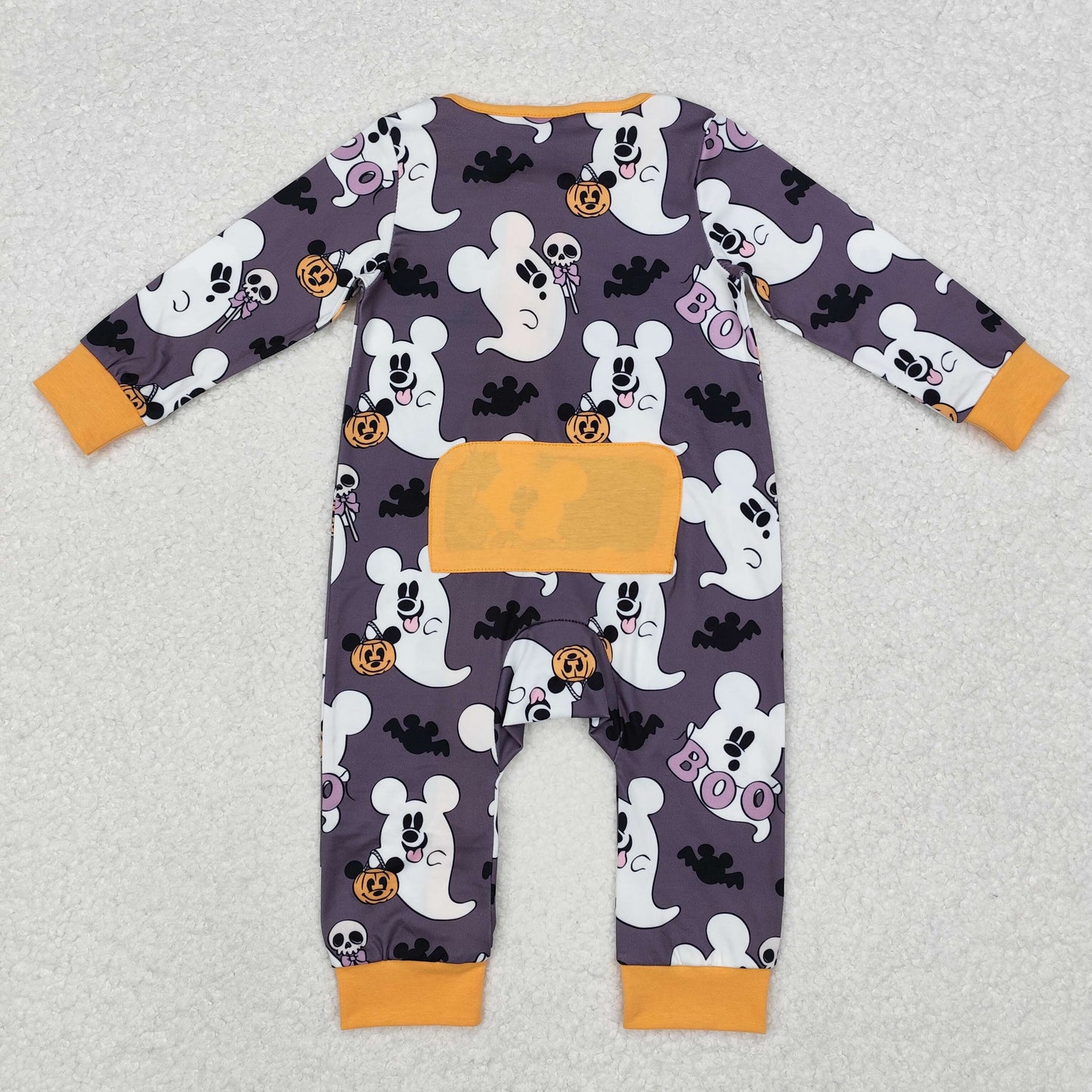 LR1425 boo Ghost Mickey grey zip-up long-sleeved onesie