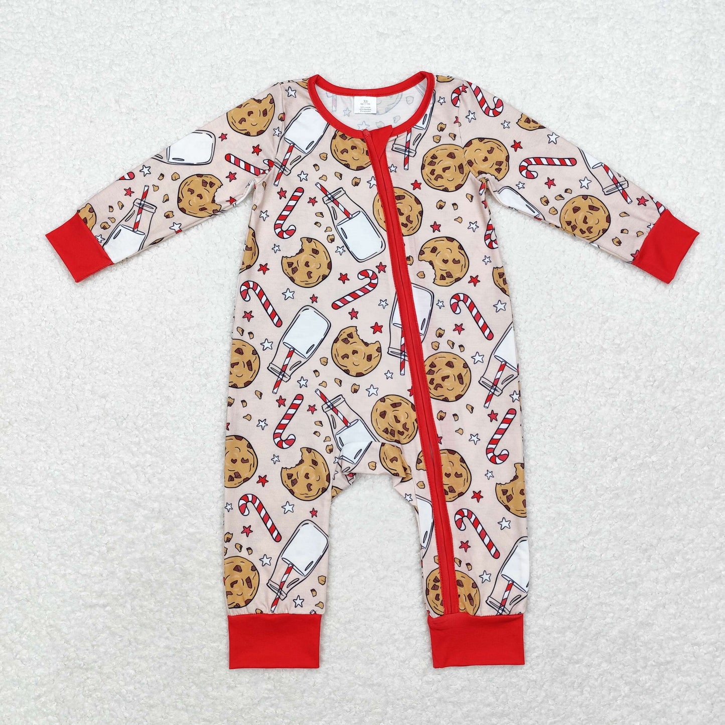 LR1426 Modal milk cookie zip-up long-sleeved onesie