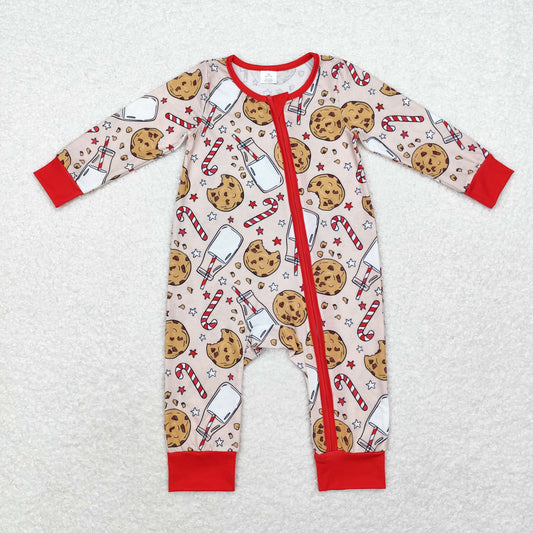 LR1426 Modal milk cookie zip-up long-sleeved onesie