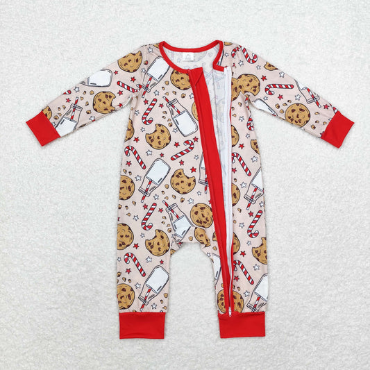 LR1426 Modal milk cookie zip-up long-sleeved onesie