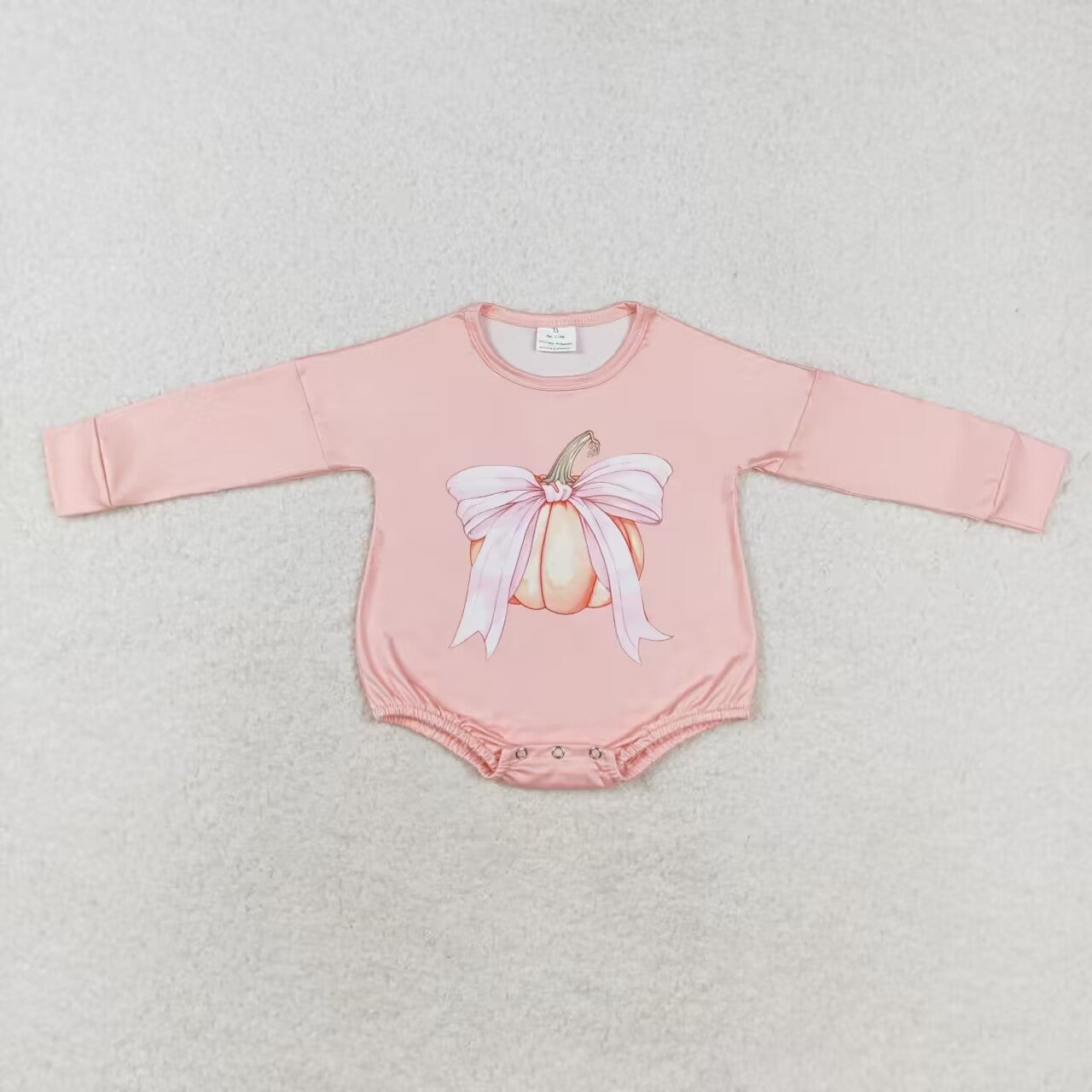 LR1444 Bow pumpkin pink long-sleeved onesie