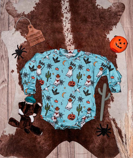 Preorder LR1449 NO MOQ boo Ghost cactus blue long-sleeved onesie