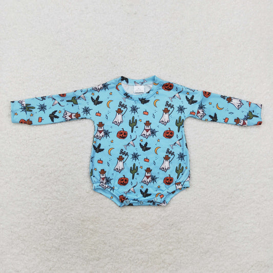 LR1449 boo Ghost cactus blue long sleeve onesie