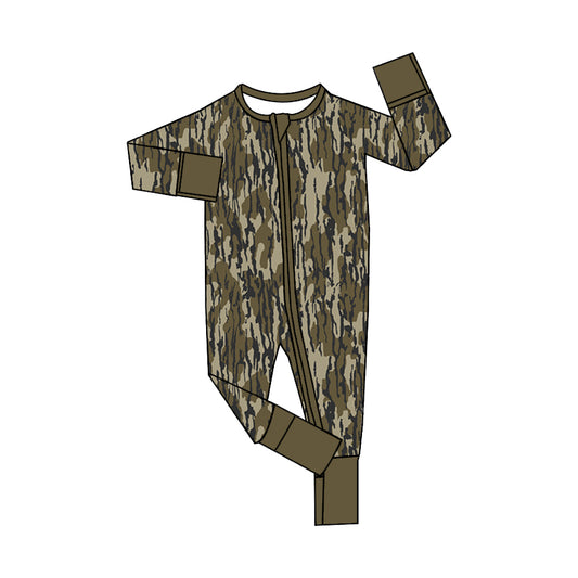 Preorder LR1452 NO MOQ Army green camouflage zip-up long-sleeved jumpsuit