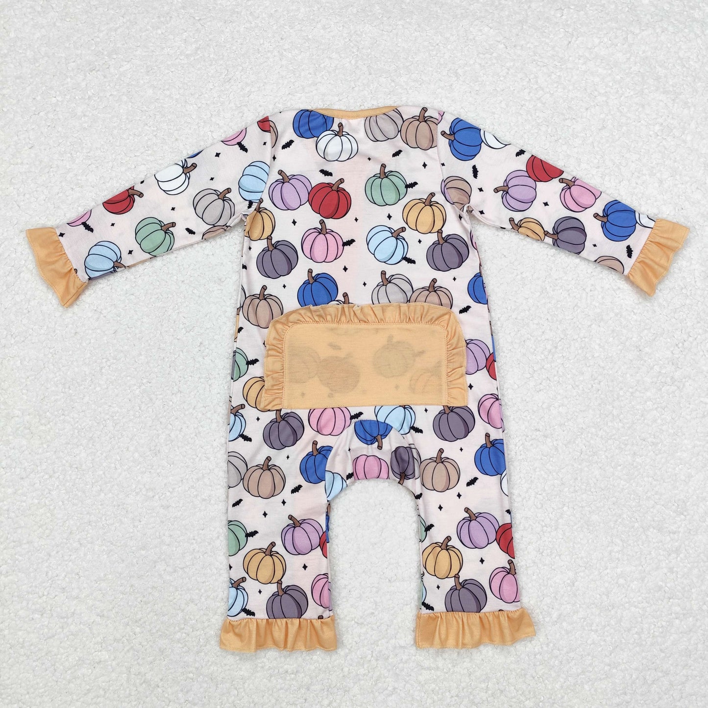 LR1455 Modal colorful pumpkin yellow lace zipper long sleeve onesie
