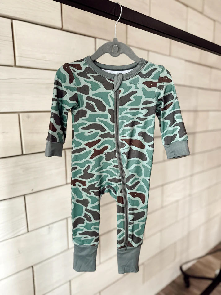 Preorder LR1462 NO MOQ camouflage brown green zip-up long-sleeved jumpsuit